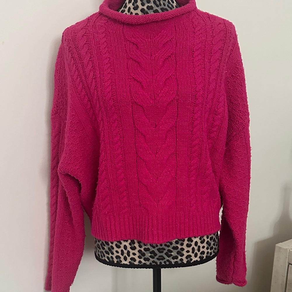 Anthropologie PILCRO cable knit mock neck pullover sweater